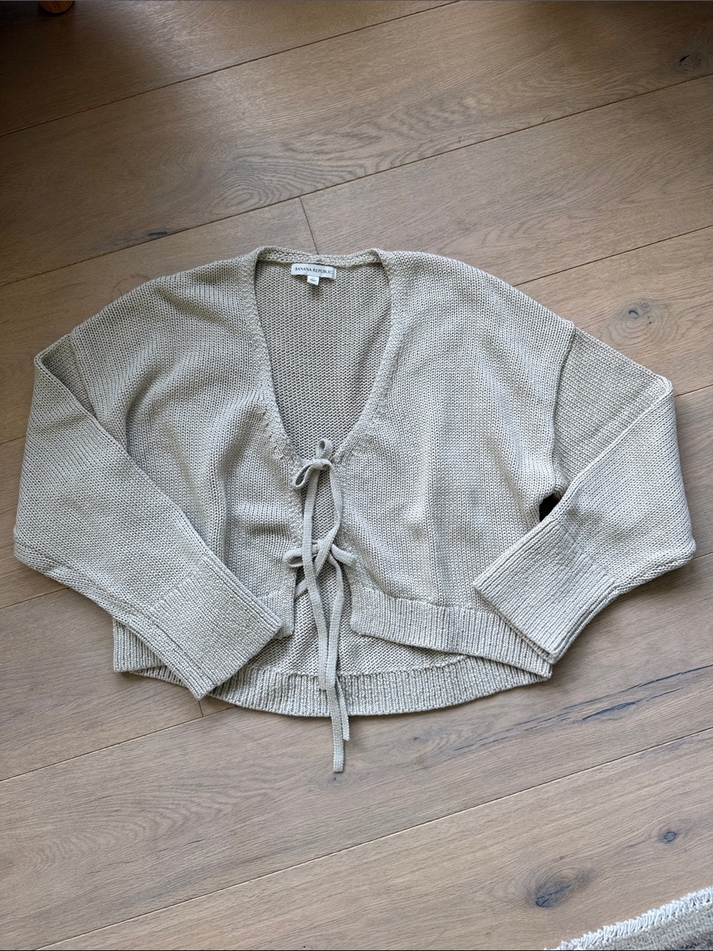 Banana Republic Tie-Front Cropped Knit Cardigan - Beige
